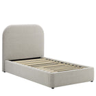 Modway Keynote Upholstered Fabric Curved Twin Platform Bed - Heathered Weave Light Grey-Twin Size Platform Bed