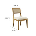Modway Nimba Faux Rattan Fabric Dining Chairs - Heathered Weave Ivory - 2 Pack-Faux Rattan Cane Backrests
