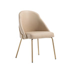 Manhattan Comfort Gracie 24.2" Modern Leatherette Upholstered Dining Chair - Tan and Gold - Set of 2-Weight Capacity: 275 lb. Each