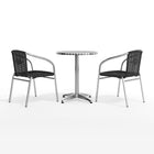 23.5'' Round Aluminum Indoor-Outdoor Table with 2 Black Rattan Chairs (TLH-ALUM-24RD-020BKCHR2-GG)-4