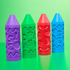 Kinetic Sand Stamp N' Roll Crayon-themed Multi-Pack Playset-4 colours for stamp & roll fun: Kids can stamp & roll the red, blue, purple & green coloured sand (3 oz each) to reveal letters, numbers & shapes like a cute smiley face & star