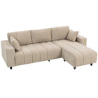 HOMCOM 3 Seater L-Shaped Sectional Couch with Integrated Seat - Beige-Features a change chaise, can be installed on either the left or right side