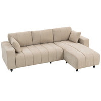 HOMCOM 3 Seater L-Shaped Sectional Couch with Integrated Seat - Beige-Features a change chaise, can be installed on either the left or right side