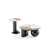 Manhattan Comfort Laurel Modern Glam Coffee and End Table - Black - Set of 2-Modern Coffee Table and End Table Set for Living Room Use
