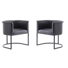 Manhattan Comfort Cosmopolitan 24" Mid-Century Modern Faux Leather Upholstered Dining Chair - Black - Set of 2-Modern Dining Chair Perfect for Dining and Accent Living Room Use. Set of 2