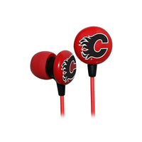 NHL iHip Slap Shot Earphones - Calgary Flames-Earphones from iHIP provide professional-quality audio and excellent noise isolation in a small and lightweight design