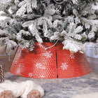 HOMCOM 26" Christmas Tree Collar Ring Skirt - Red-Four pieces. Quick to set up and disassemble, saving storage space 
