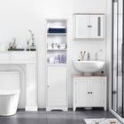 Kleankin Tall Narrow Bathroom Storage Cabinet - White-Compact and narrow design for small spaces