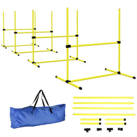 PawHut Dog Training Agility Gear 4-Piece Set with Carrying Bag - Yellow-Set of 4 bar jumps allows you and your dog to practice both simple and advanced exercises 