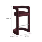 Modway Winslow Performance Velvet Bar Stool - Mulberry-Performance Velvet Fabric