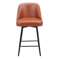 Zuo Keppel Swivel Counter Stool - Brown-Plush and durable faux leather fabric