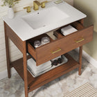 Modway Zaire 30" Bathroom Vanity - Walnut/White-Tapered Legs