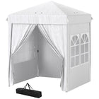 Outsunny 6.7 ft W x 6.7 ft L Pop-Up Canopy Tent with Sidewalls and Carry Bag - White-The pop-up design allows for quick setup and takedown