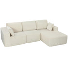 HOMCOM - Canapé sectionnel modulaire en forme de L avec assise profonde - blanc crème-Le design modulaire se transforme facilement en lit de canapé ou en canapé en forme de L   
