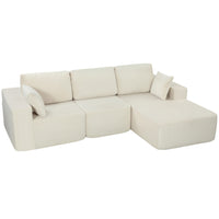 HOMCOM - Canapé sectionnel modulaire en forme de L avec assise profonde - blanc crème-Le design modulaire se transforme facilement en lit de canapé ou en canapé en forme de L   