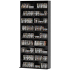 HOMCOM Double Media Cabinet, 9-Tier DVD Shelf with 18 Compartments - Black-easy to fit in small spots