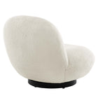Modway Kindred Boucle Upholstered Upholstered Fabric Swivel Chair - Black Ivory-Webbed Support System