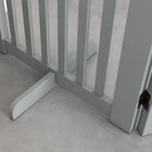 PawHut Free Standing Wooden 4 Panel Pet Gate with Door - Light Grey-It can be easily folded to save space and storage 