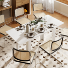 HOMCOM 55"-71" Rectangular Modern Extendable Dining Table for 6-8 - White-Modern wood-grain finish blends seamlessly with any home decor style
