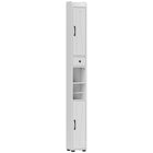 HOMCOM 73" Tall Narrow Bathroom Storage Cabinet - White Wood Grain-Offers both closed and open storage areas with adjustable shelving for versatility