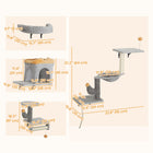 PawHut 4-Piece Cat Wall Shelf Furniture Set - Light Grey-Sisal posts protect furniture from scratching 