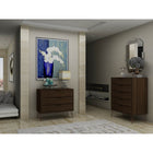 Manhattan Comfort Rockefeller Mid-Century Modern Bedroom Dresser 2-Piece Set - Brown-Choose Your Handle Design When the Product is at Your Home! Option for Cut-Out Edge Handle, or Flush Design Look.