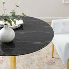 Modway Verne 35" Artificial Marble Dining Table - Gold Black-Polished Gold Metal Pedestal Base