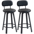 HOMCOM Counter Height Swivel Bar Stools - Black - 2 Pack-Padded seat & contoured backrest for lasting comfort
