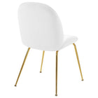 Modway Scoop Gold Stainless Steel Leg Performance Velvet Dining Chair - White-Gold Stainless Steel Legs