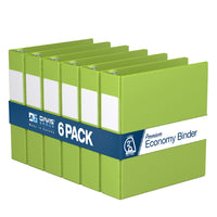 Davis Group Premium Economy Binder - D Ring - 2" - Lime Green - 6 Pack-3 Ring Binder