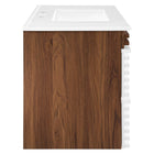 Modway Render 36" Wall-Mount Bathroom Vanity - White/Walnut/White-Full-Extension Drawers