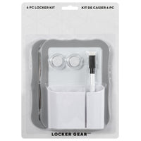 Locker Gear Plastic Locker Kit - Grey -Complete set - includes a curved whiteboard, mirror, pencil cup, and magnets