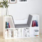 HOMCOM 6-Cubby Bookcase with Seat Cushion - Grey-Six cubby to store books, decorations and more