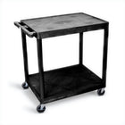 Luxor Structural Foam 2-Shelf Utility Cart - 24" x 32" - Black-Multipurpose utility cart ideal for use as serving or storage cart and more