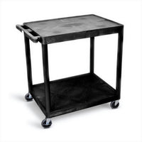 Luxor Structural Foam 2-Shelf Utility Cart - 24" x 32" - Black-Multipurpose utility cart ideal for use as serving or storage cart and more