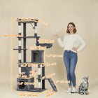 PawHut 67" Large Cat Tree Tower with 7 Scratching Posts - Dark Grey-Reinforced large base and anti-tip strap prevent wobbling for safety 