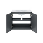 Modway Bryn 30" Wall-Mount Bathroom Vanity - Grey/White-8" Centerset Faucet Holes