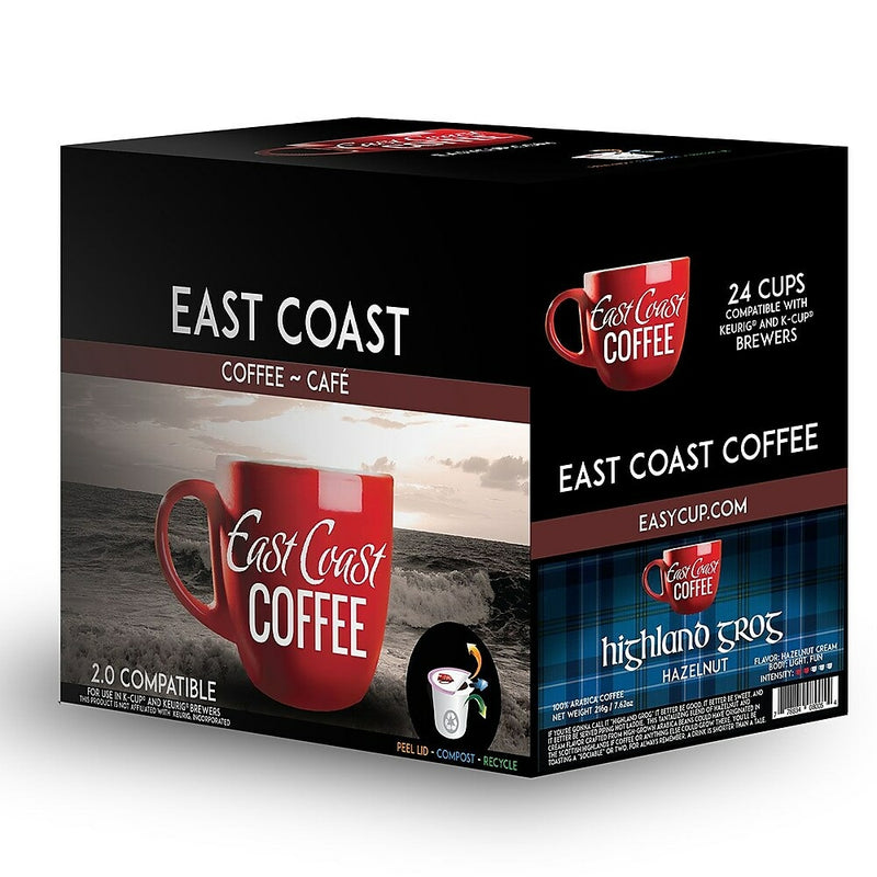 East Coast Coffee Highland Grog Hazelnut Flavour K-Cup Pods - 24 Pack