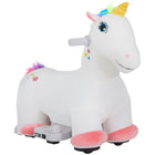 Qaba 6V Kids Ride on Unicorn with Music Forward - White-Cute unicorn shape captures children's imaginations and delights them 