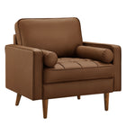 Modway Valour Tufted Vegan Leather Accent Armchair - Brown-Vegan Leather Upholstery