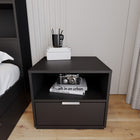 Nexera Hunter Nightstand - Black-Customizable Layout: Adaptable to room layout preferences. Accommodates both left and right placement effortlessly
