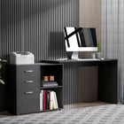 HOMCOM 46" L-Shaped Desk with Drawers - Black-Included 2 compartments, 2 drawers and a cabinet