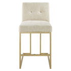 Modway Privy Gold Stainless Steel Upholstered Fabric Counter Stool - Gold/Beige-Counter Stool Weight Capacity: 331 lbs.