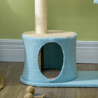 PawHut 41" Moon Cat Tree for Indoor with Teddy Fleece Star - Blue-Sisal post is here to satisfy your cat's nature of clawing and protect your furniture 