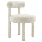 Modway Toulouse Boucle Fabric Dining Chair - Ivory - Set of 2-Weight Limit: 330 lb