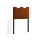 Modway Athena Stain-Resistant Performance Velvet Twin Size Headboard - Rust-Scalloped Wave Design