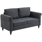 HOMCOM Loveseat Sofa with Curved Armrests - Dark Grey-Chenille-feel fabric offers a luxuriously soft and comfortable texture