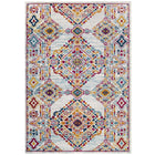 Modway Entourage Khalida Distressed Vintage Floral Lattice Area Rug - 5 ft W x 8 ft L - Ivory Blue Orange Yellow Red-Distressed Vintage Floral Lattice Area Rug 