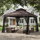 Outsunny 10 ft W x 10 ft L Soft-top Patio Gazebo Deck Canopy - Coffee-Steel frame for a stable structure