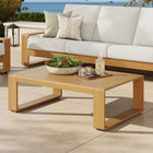 Modway Lirienne Outdoor Patio Aluminum Faux Wood Coffee Table - Natural-Faux Wood Design